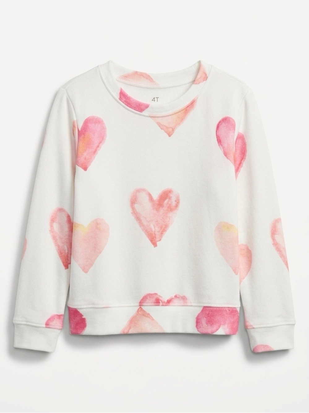 Brokedown Girls 4T Watercolor Heart Sweatshirt Pink Red Valentine Made USA
